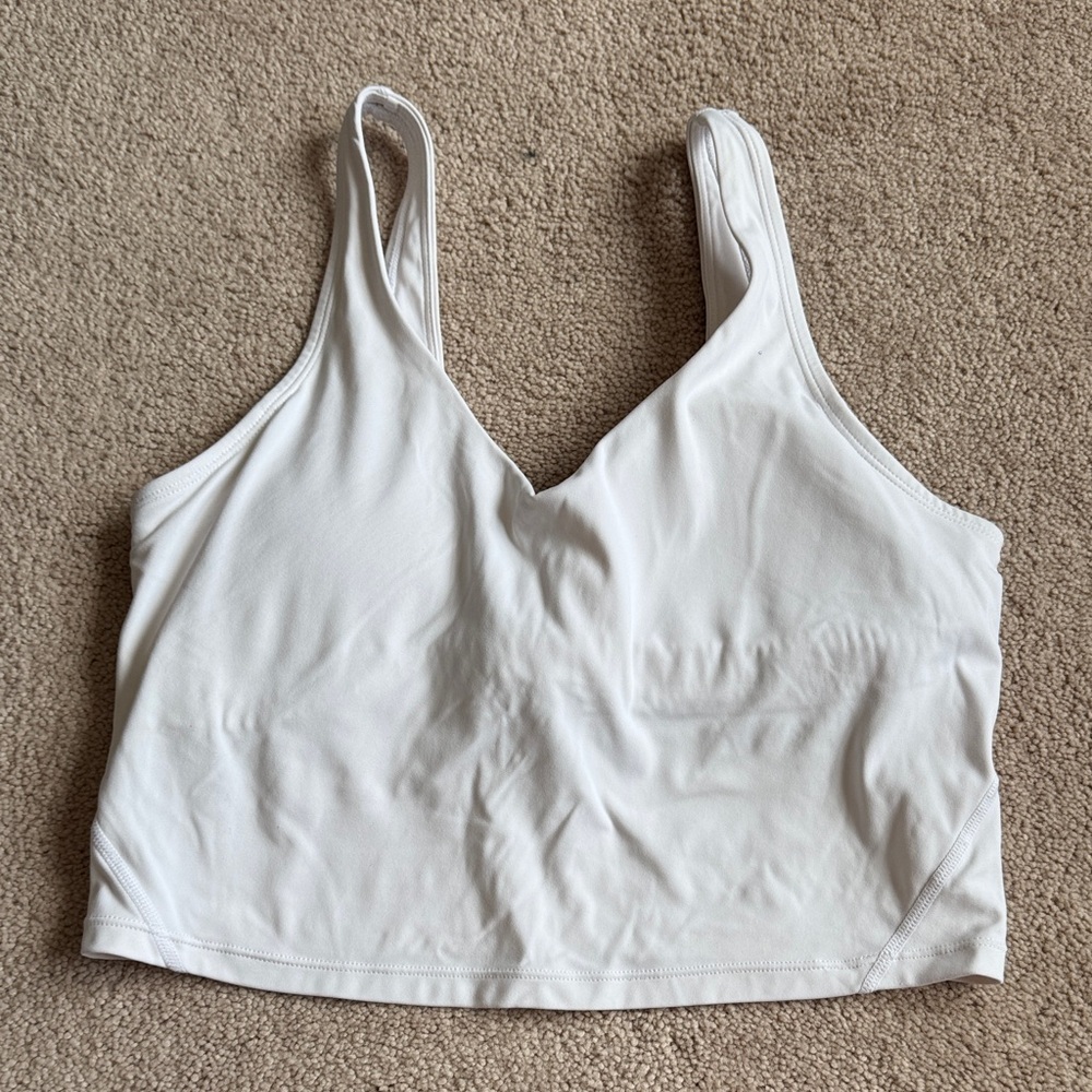 White V-Neck Sports Bra/Crop Tank